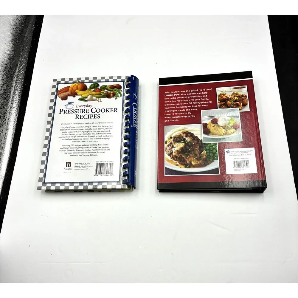 2 Spiral Bound Recipe Books Pressure Cooking, Crock Pot Cooking HB